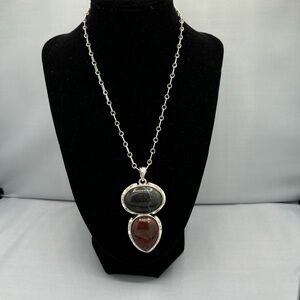 Silver Jasper Pendant Necklace